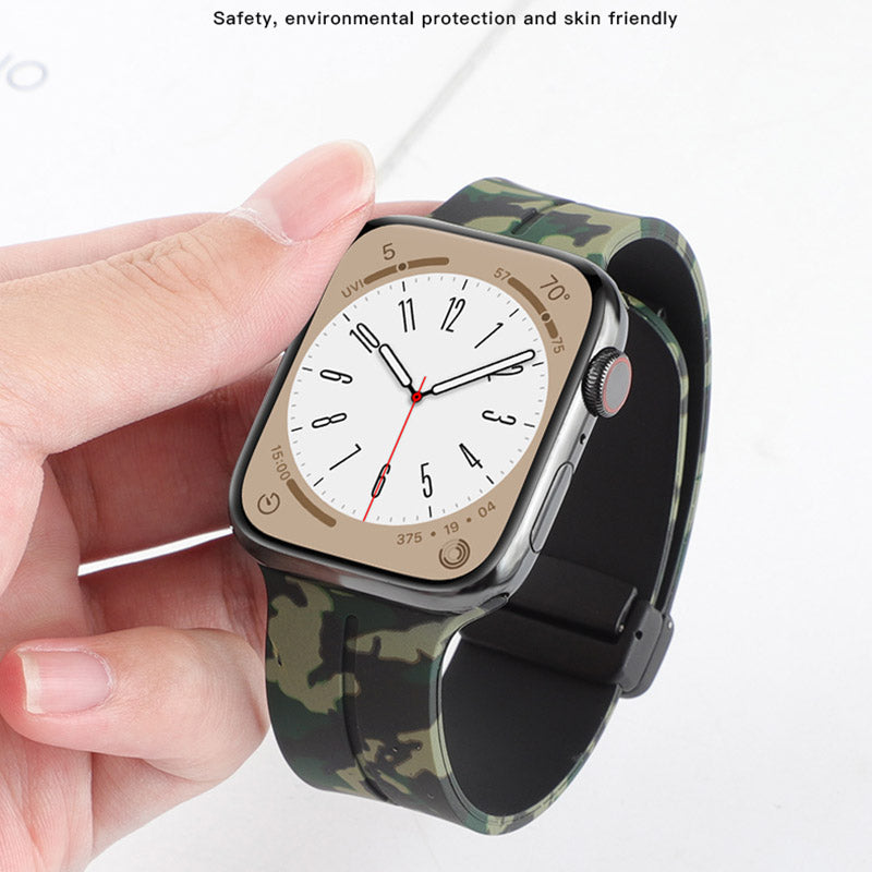 For Apple Watch Series 9 8 7 41mm 6 5 4 SE (2023) SE (2022) SE 40mm 3 2 1 38mm Magnetic Watch Band Camo Silicone Watch Strap For Apple Watch Series 9 8 7 41mm 6 5 4 SE (2023) SE (2022) SE 40mm 3 2 1 38mm Magnetic Watch Band Camo Silicone Watch Strap